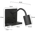Mexlite LED Wandleuchte UPROUND, 1-flammig, USB, GU10, 4,9W, 2700K, P20, schwarz