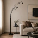Steinhauer Stehleuchte BAMBUS 5-flammig, 5xE14, IP20, dimmbar, schwarz, holz
