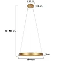 Steinhauer pendant luminaire RINGLUX IP20, gold dimmable