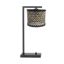Steinhauer Tischleuchte STANG, Fuß eckig, 1-flammig, H: 51cm, E27, IP20, schwarz, Schirm bambus dunkel
