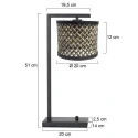 Steinhauer Tischleuchte STANG, Fuß eckig, 1-flammig, H: 51cm, E27, IP20, schwarz, Schirm bambus dunkel