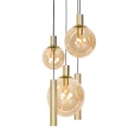 Steinhauer LED Pendelleuchte BOLLIQUE, 5-flammig, GU10 + E27, 4,9W, IP20, dimmbar, messing