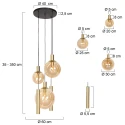 Steinhauer LED Pendelleuchte BOLLIQUE, 5-flammig, GU10 + E27, 4,9W, IP20, dimmbar, messing