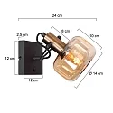 Wandleuchte GLASLIC 1xE27, IP20, 220/230V, dimmbar, schwarz,bronze,amber
