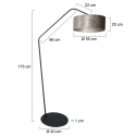 anne light & home Stehleuchte ZIG-ZAG, 1-flammig, H: 175cm, E27, IP20, schwarz, Schirm silber