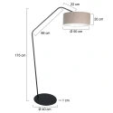 anne light & home Stehleuchte ZIG-ZAG, 1-flammig, H: 175cm, E27, IP20, schwarz, Schirm grau