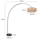 anne light & home Bogenlampe CURVE, 1-flammig, E27, IP20, schwarz, Schirm oval bambus/beige