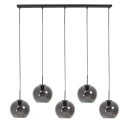 Pendelleuchte SFERIO Balken, 5-flammig, Schirm-Ø: 25cm, E27, IP20, schwarz/rauchglas