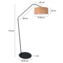 anne light & home Stehleuchte ZIG-ZAG, 1-flammig, H: 175cm, E27, IP20, schwarz, Schirm kork