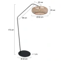 anne light & home Stehleuchte ZIG-ZAG, 1-flammig, H: 175cm, E27, IP20, schwarz, Schirm oval bambus hell