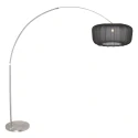 Steinhauer Bogenlampe VELA LINO, 1-flammig, E27, IP20, stahl / Schirm schwarz