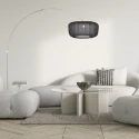 Steinhauer Bogenlampe VELA LINO, 1-flammig, E27, IP20, stahl / Schirm schwarz