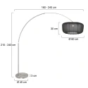 Steinhauer Bogenlampe VELA LINO, 1-flammig, E27, IP20, stahl / Schirm schwarz