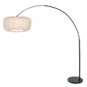 Steinhauer Bogenlampe VELA LINO, 1-flammig, E27, IP20, schwarz / Schirm creme