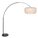 Steinhauer Bogenlampe VELA LINO, 1-flammig, E27, IP20, schwarz / Schirm creme