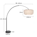 Steinhauer Bogenlampe VELA LINO, 1-flammig, E27, IP20, schwarz / Schirm creme