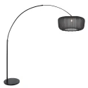 Steinhauer Bogenlampe VELA LINO, 1-flammig, E27, IP20, schwarz / Schirm schwarz