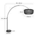 Steinhauer Bogenlampe VELA LINO, 1-flammig, E27, IP20, schwarz / Schirm schwarz