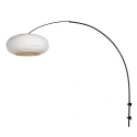 Steinhauer Bogen-Wandleuchte SILVA ALBA, 1-flammig, E27, IP20, schwarz / Schirm leinenweiß