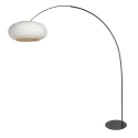 anne light & home Bogenlampe CURVE, 1-flammig, E27, IP20, schwarz, Schirm Leinen beige