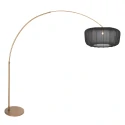 Steinhauer Bogenlampe VELA LINO, 1-flammig, E27, IP20, bronze / Schirm schwarz