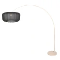 Steinhauer Bogenlampe VELA LINO, 1-flammig, E27, IP20, creme / Schirm schwarz