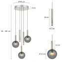 Steinhauer pendant luminaire VOLARI 5 flames IP20, steel dimmable