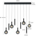 Steinhauer pendant luminaire VOLARI 9 flames IP20, black dimmable