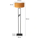 Steinhauer LED Stehleuchte STANG, Doppelfuß eckig, 2-flammig, H: 158cm, E27, 1W, 2900K, 100lm, IP20, schwarz, Schirm gold