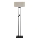 Steinhauer LED Stehleuchte STANG, Doppelfuß eckig, 2-flammig, H: 158cm, E27, 1W, 2900K, 100lm, IP20, schwarz, Schirm schlamm