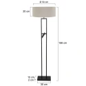 Steinhauer LED Stehleuchte STANG, Doppelfuß eckig, 2-flammig, H: 158cm, E27, 1W, 2900K, 100lm, IP20, schwarz, Schirm schlamm