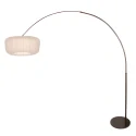Steinhauer Bogenlampe VELA LINO, 1-flammig, E27, IP20, cacao / Schirm creme