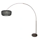 Steinhauer Bogenlampe VELA LINO, 1-flammig, E27, IP20, cacao / Schirm schwarz