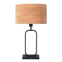 Steinhauer Tischleuchte STANG, Doppelfuß oval, 1-flammig, H: 60cm, E27, IP20, schwarz, Schirm kork