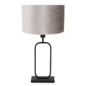 Steinhauer Tischleuchte STANG, Doppelfuß oval, 1-flammig, H: 60cm, E27, IP20, schwarz, Schirm silber