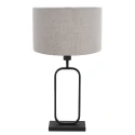 Steinhauer Tischleuchte STANG, Doppelfuß oval, 1-flammig, H: 60cm, E27, IP20, schwarz, Schirm grau