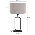 Steinhauer Tischleuchte STANG, Doppelfuß oval, 1-flammig, H: 60cm, E27, IP20, schwarz, Schirm grau