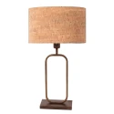 Steinhauer Tischleuchte STANG, Doppelfuß oval, 1-flammig, H: 60cm, E27, IP20, bronze, Schirm kork