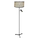 Steinhauer LED Stehleuchte STANG, Tripod, 2-flammig, H: 160cm, E27 + GU10, 3W, 2700K, 250lm, IP20, schwarz, Schirm bambus dunkel