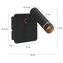 Mexlite wall luminaire LUMO 1 flame IP20, black dimmable
