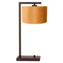 Steinhauer Tischleuchte STANG, Fuß eckig, 1-flammig, H: 51cm, E27, IP20, cacao, Schirm gold