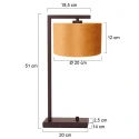 Steinhauer Tischleuchte STANG, Fuß eckig, 1-flammig, H: 51cm, E27, IP20, cacao, Schirm gold