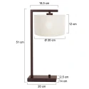 Steinhauer Tischleuchte STANG, Fuß eckig, 1-flammig, H: 51cm, E27, IP20, cacao, Schirm weiß