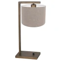 Steinhauer Tischleuchte STANG, Fuß eckig, 1-flammig, H: 51cm, E27, IP20, bronze, Schirm grau