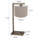 Steinhauer Tischleuchte STANG, Fuß eckig, 1-flammig, H: 51cm, E27, IP20, bronze, Schirm grau