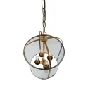 Steinhauer Pendelleuchte PIMPERNEL, 4-flammig, 4x E27, bronze gebürstet / Glas klar