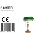 Steinhauer Tischleuchte / Banker-Leuchte ANCILLA, E27, mit Zugschalter-Kette, neigbar, gerade, bronze / Glasschirm, dunkelgrün