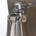 Steinhauer Wandleuchte SPRING mit Scheren-Armatur, E27, mit Euro-Steckerkabel + Schalter + Drehdimmer, verstellbar, Stahl gebürstet