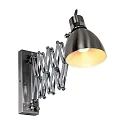 Steinhauer Wandleuchte SPRING mit Scheren-Armatur, E27, mit Euro-Steckerkabel + Schalter + Drehdimmer, verstellbar, Stahl gebürstet