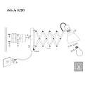 Steinhauer Wandleuchte SPRING mit Scheren-Armatur, E27, mit Euro-Steckerkabel + Schalter + Drehdimmer, verstellbar, Stahl gebürstet